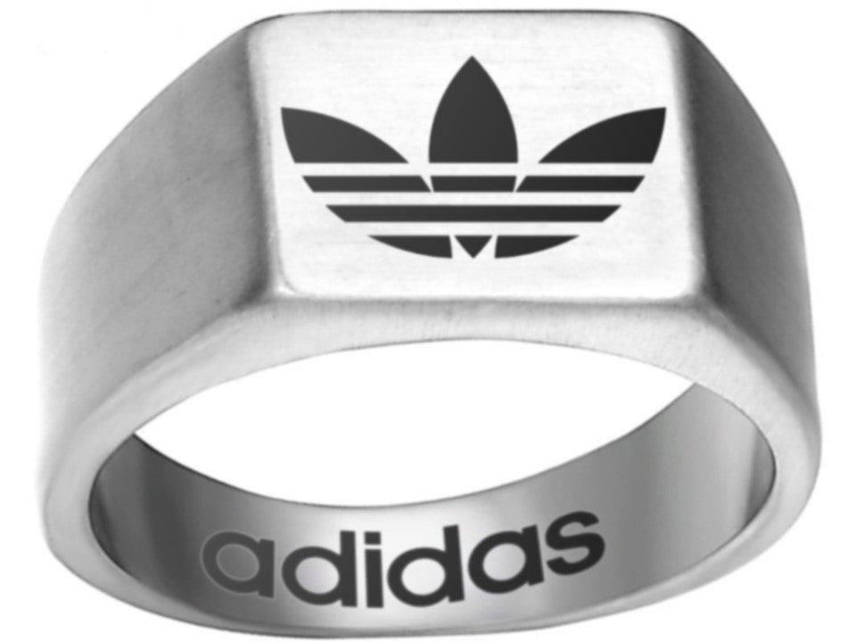 kEN&. 　adidas ロゴリング 金属製 Adidas Logo Ring Adidas Silver Titanium Steel Band #adidas
