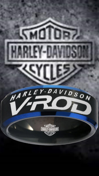 Harley Davidson Ring Men's Ring Black Blue V-Rod Ring #harleydavidson #vrod