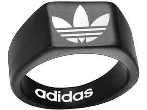 Adidas Logo Ring Adidas Black Titanium Steel Band #adidas #shoes #brand #apparel