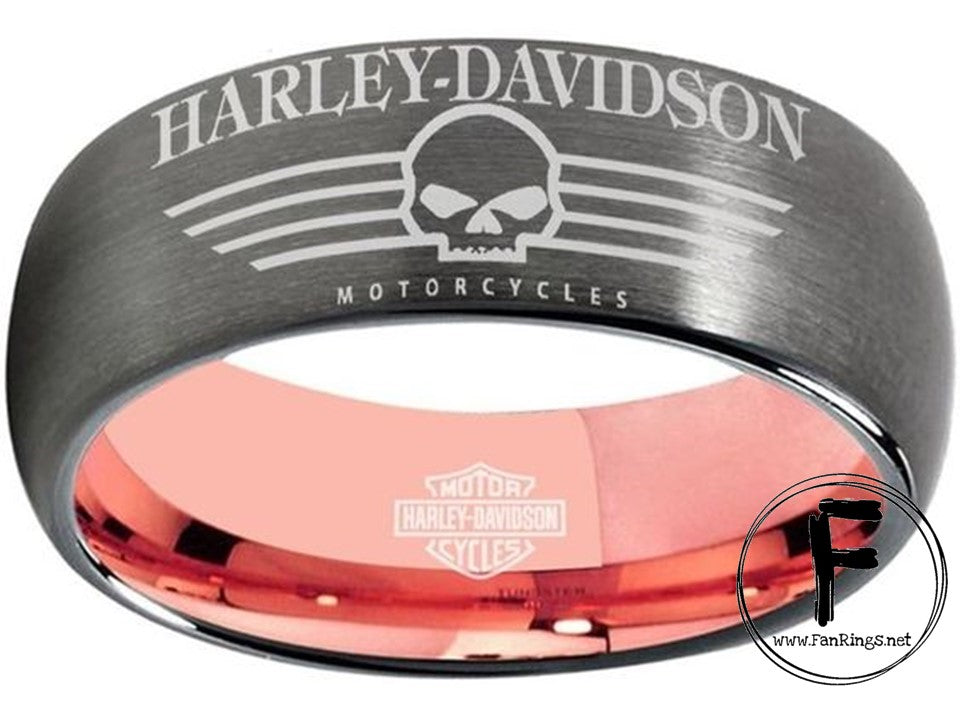 Harley Davidson Ring Grey & Rose Gold Wedding Ring | #HarleyDavidson #motorcycle