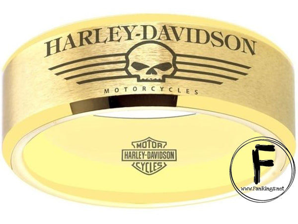 Harley Davidson Ring matte Gold Wedding Ring | #HarleyDavidson #motorcycle