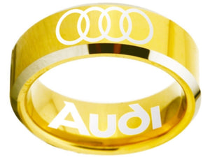Audi Ring Audi Wedding Band Gold and Silver Logo Ring Sizes 4 - 17