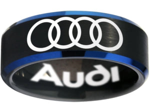 Audi Ring Audi Wedding Band Black and Blue Logo Ring Sizes 6 - 13 #audi