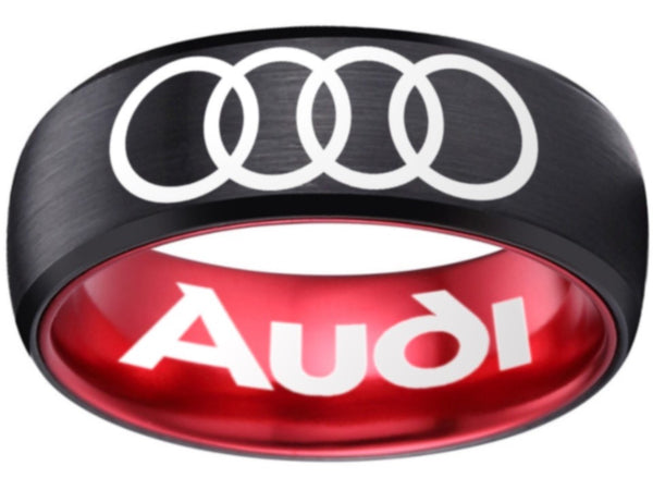 Audi Ring Audi Wedding Band Black and Red Logo Ring Sizes 6 - 13 #audi