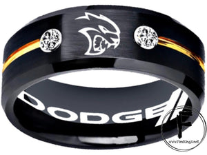 Dodge Hellcat Ring Dodge SRT Hellcat Logo Ring Black and Gold CA Stone #hellcat