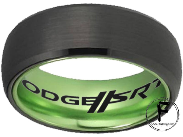 Dodge SRT Ring Dodge SRT Logo Ring Black and Green Wedding Band #dodge #srt