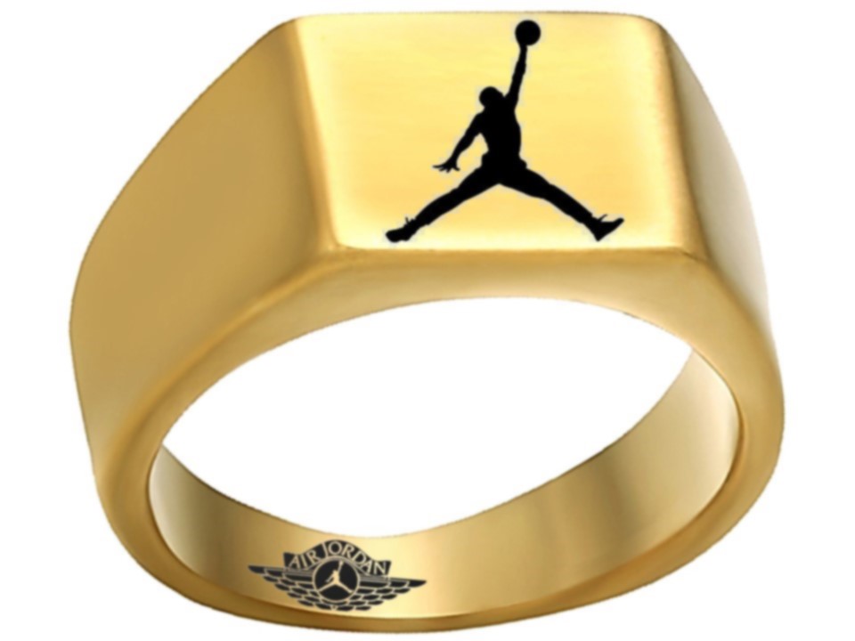 Air Jordan Ring Jordan Logo Ring, GOLD Titanium Steel Band #jordan