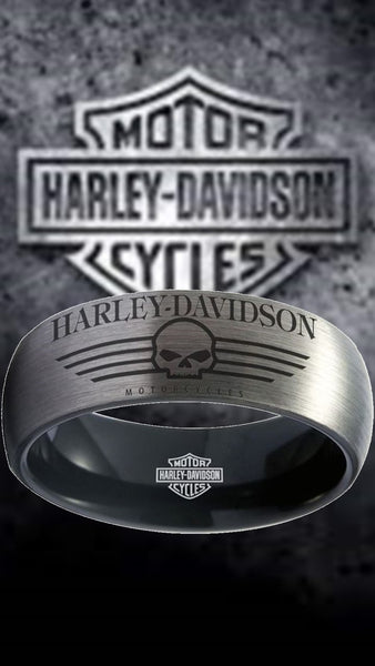 Harley Davidson Ring Silver & Black Wedding Ring | #HarleyDavidson #motorcycle