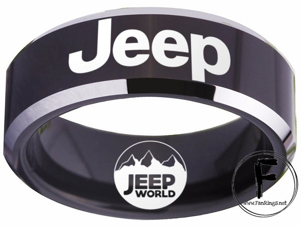 JEEP Logo Ring Wrangler Rubicon Logo Ring Black and Silver #jeep
