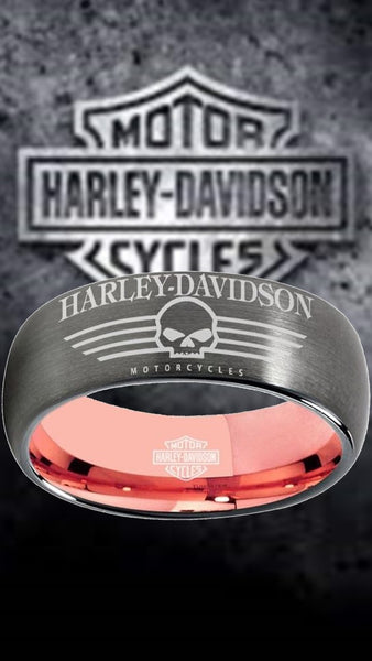 Harley Davidson Ring Grey & Rose Gold Wedding Ring | #HarleyDavidson #motorcycle