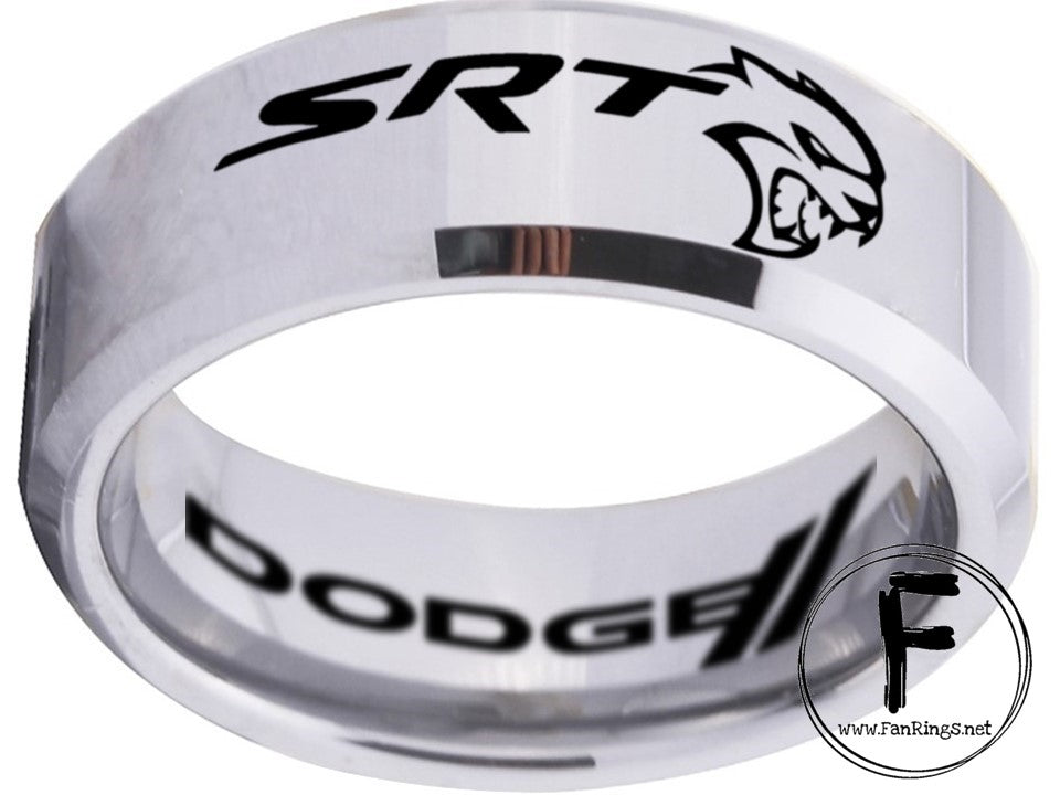 Dodge Hellcat Ring Dodge Challenger Hellcat Logo Ring Silver Tungsten Ring