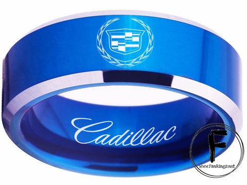 Cadillac Ring Cadillac Wedding Band Blue & Silver Ring sizes 4 - 17 #cadillac