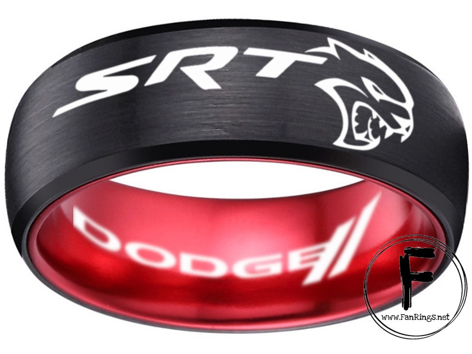 Dodge SRT Ring Dodge Logo Ring Black and Red Wedding Ring #dodge #srt