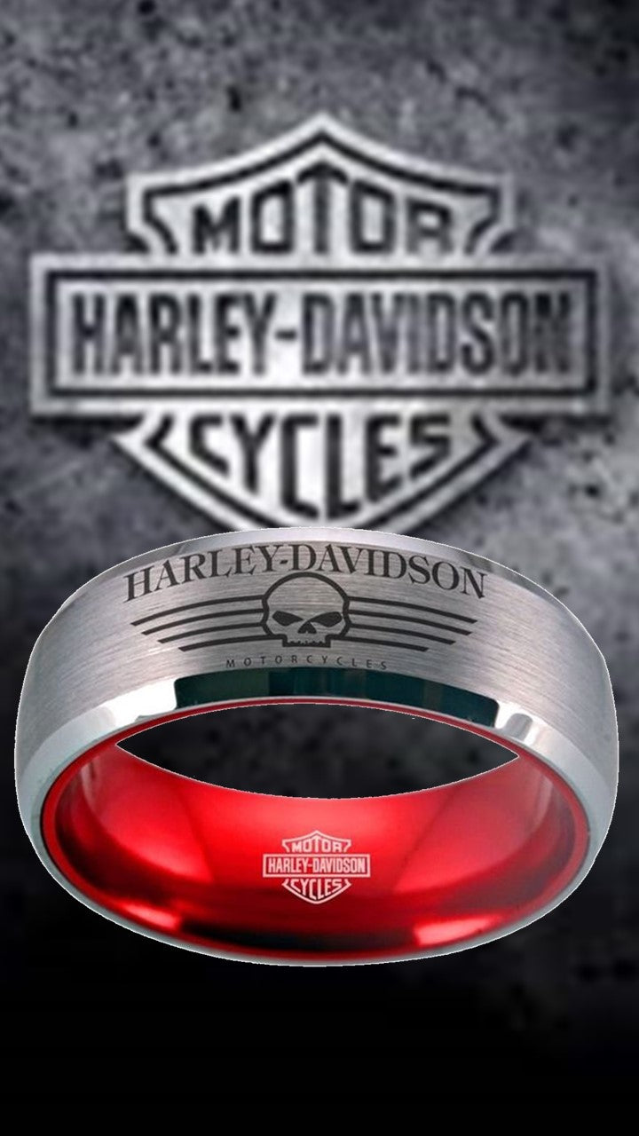 Harley Davidson Ring Silver & Red Wedding Ring | #HarleyDavidson #motorcycle