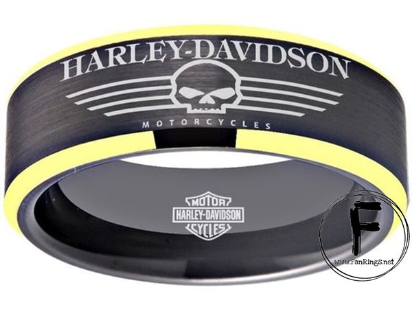 Harley Davidson Ring Black & Gold Wedding Ring | #HarleyDavidson #motorcycle