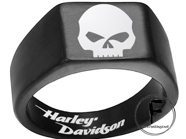 Harley Davidson Ring 10mm Black Titanium Skull HD Ring | #HarleyDavidson #motorcycle