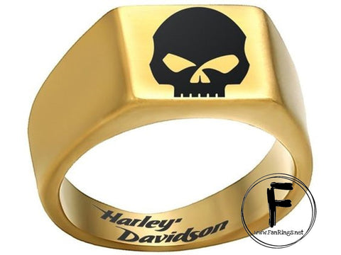 Harley Davidson Ring 10mm Gold Titanium HD Skull Ring | #HarleyDavidson #motorcycle