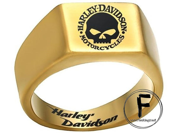 Harley Davidson Ring 10mm Gold Titanium Skull Ring | #HarleyDavidson #motorcycle