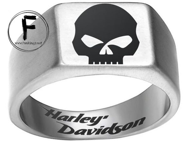 Harley Davidson Ring 10mm Silver Titanium HD Skull Ring | #HarleyDavidson #motorcycle