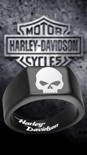 Harley Davidson Ring 10mm Black Titanium HD Skull Ring | #HarleyDavidson #motorcycle