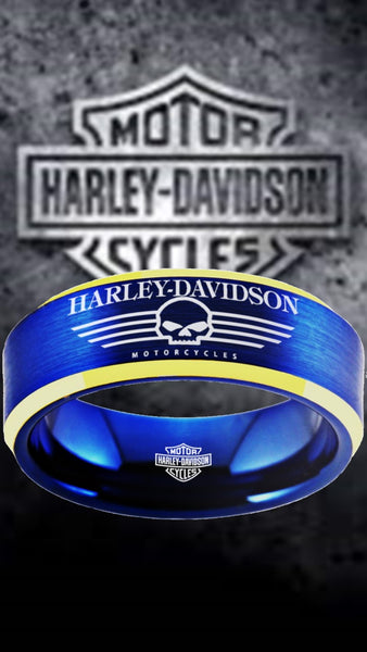 Harley Davidson Ring Blue & Gold Wedding Ring | #HarleyDavidson #motorcycle