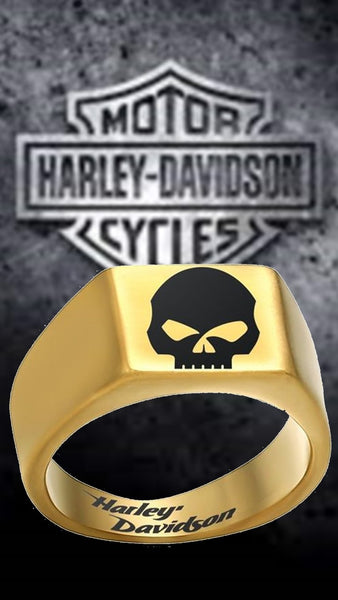 Harley Davidson Ring 10mm Gold Titanium HD Skull Ring | #HarleyDavidson #motorcycle