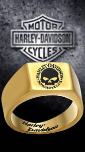 Harley Davidson Ring 10mm Gold Titanium Skull Ring | #HarleyDavidson #motorcycle