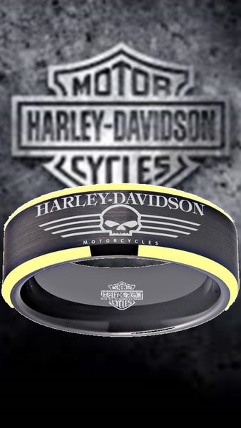 Harley Davidson Ring Black & Gold Wedding Ring | #HarleyDavidson #motorcycle