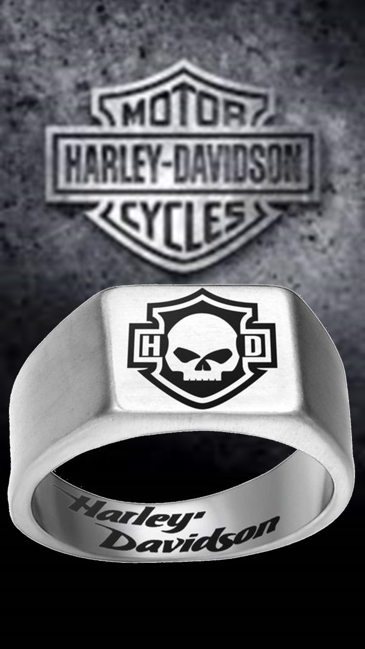 Harley Davidson Ring 10mm Silver Titanium Skull HD Ring | #HarleyDavidson #motorcycle
