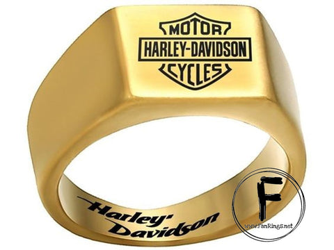 Harley Davidson Ring 10mm Gold Titanium Ring | #HarleyDavidson #motorcycle