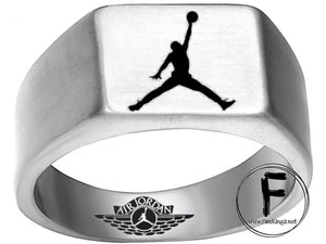 Air Jordan Ring Jordan Logo Ring, Silver Titanium Steel Band #jordan