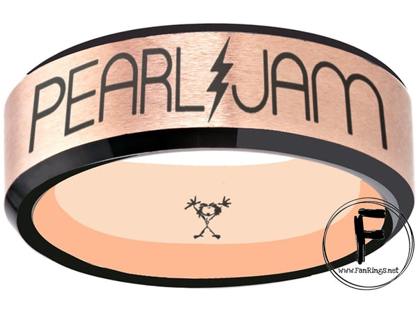 Pearl Jam Ring Rose Gold & Black Wedding Ring Sizes 6 - 13 #pearljam #eddievedder