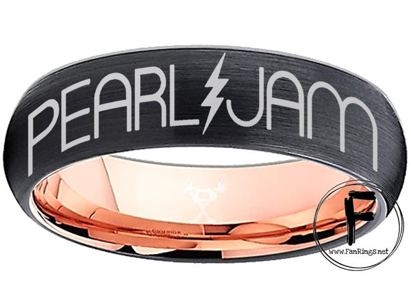 Pearl Jam Ring Grey & Rose Gold Wedding Ring 6mm Band  #pearljam #eddievedder