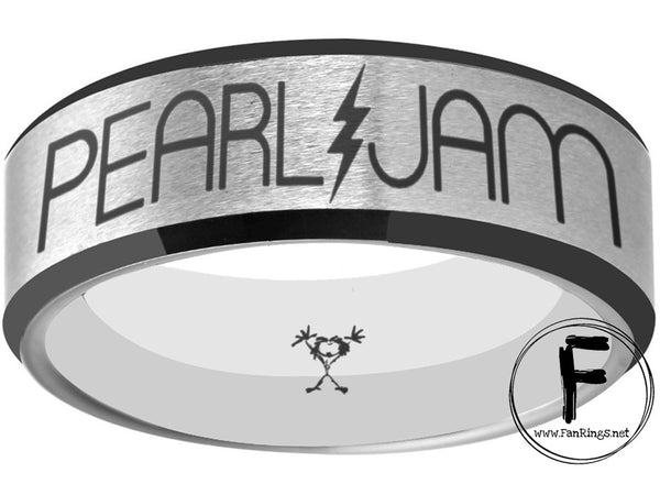 Pearl Jam Ring Silver & Black Wedding Ring  #pearljam #eddievedder