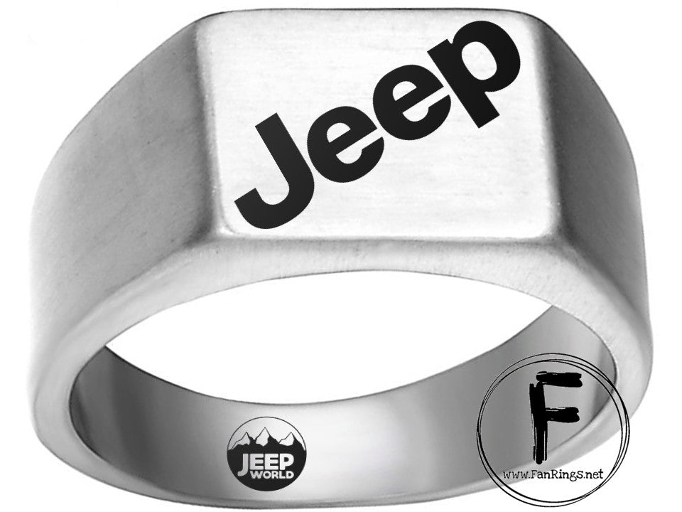 JEEP Logo Ring Wrangler Rubicon Logo Ring Silver Titanium Steel Ring ...