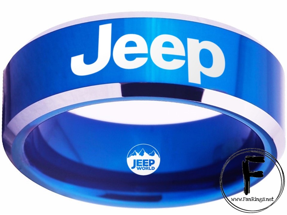 JEEP Logo Ring Wrangler Rubicon Logo Ring Blue and Silver #jeep ...