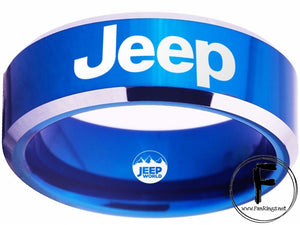 JEEP Logo Ring Wrangler Rubicon Logo Ring Blue and Silver #jeep