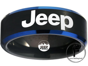 JEEP Logo Ring Wrangler Rubicon Logo Ring Black & Blue #jeep
