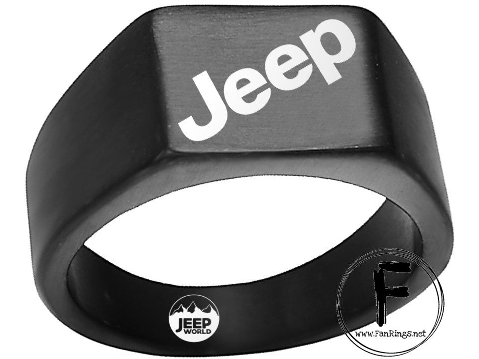 JEEP Logo Ring Wrangler Rubicon Logo Ring Black Titanium Steel Ring #j ...