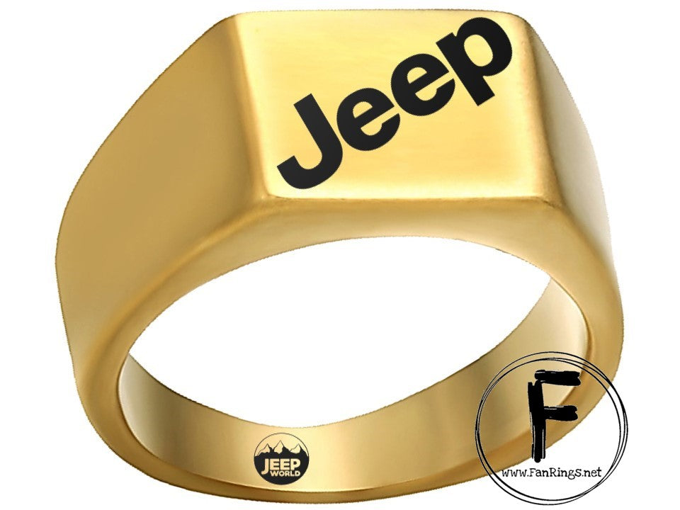 JEEP Logo Ring Wrangler Rubicon Logo Ring Gold Titanium Steel Ring #je ...