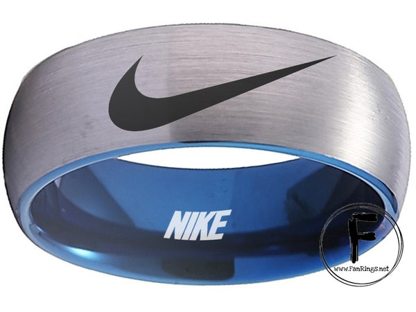 Nike Ring Matte Silver and Black Band Nike Wedding Ring #nike #nikeair #justdoit