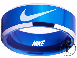 Nike Ring Blue & Silver Band Nike Wedding Ring #nike #nikeair #justdoit