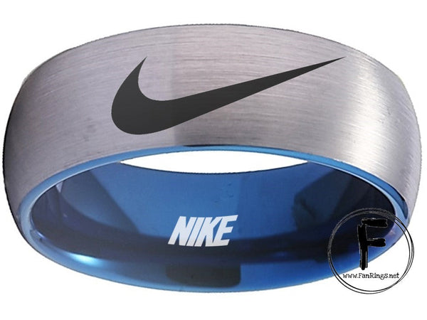 Nike Ring Matte Grey and Black Band Nike Wedding Ring #nike #nikeair #justdoit