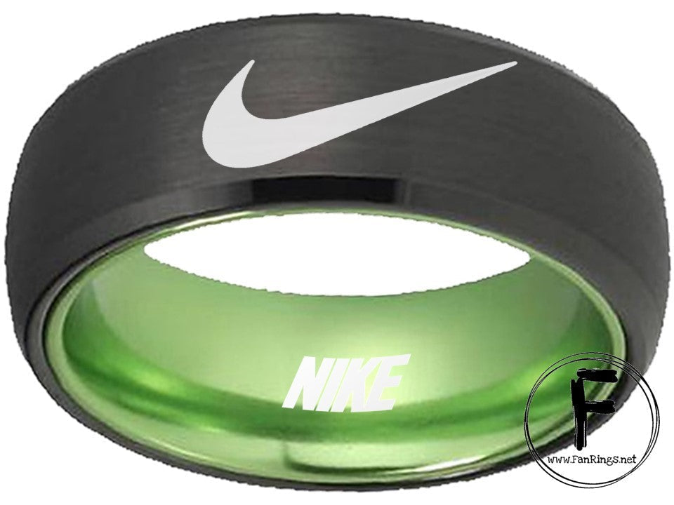 Nike Ring Black & Green Band Wedding Ring #nike #nikeair #justdoit