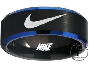 Nike Ring Black & Blue Band Wedding Ring #nike #nikeair #justdoit