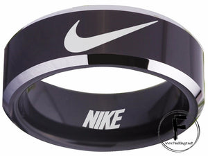 Nike Ring Black & Silver Band Nike Wedding Ring #nike #nikeair #justdoit