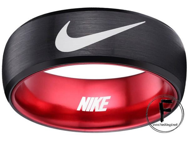 Nike Ring Matte Black and Purple Band Wedding Ring #nike #nikeair #justdoit