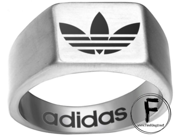 Adidas Logo Ring Adidas Black Titanium Steel Band #adidas #shoes #brand #apparel