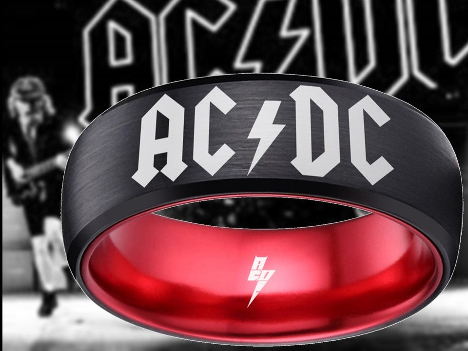 ACDC Ring Black & Red Wedding Ring  #ACDC #thunderstruck
