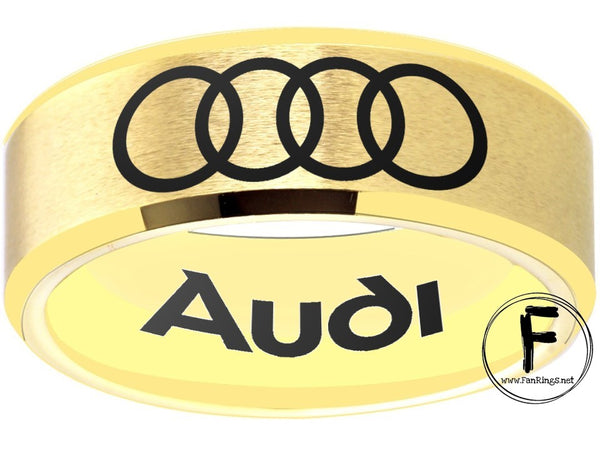 Audi Ring Audi Wedding Band matte Gold Logo Ring Sizes 6 - 13 #audi